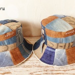 デニム×麻のパッチワークHAT