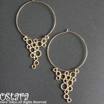 【14KGF】Hoop Earrings,16KGP Mat Gold "Bubble Drop"