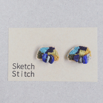 navy blue×stone刺繍ピアス