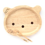 名入れ【クマさん】木製プレートと木製スプーンと木製フォークのセット