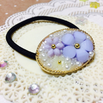 すみれ色のお花の涼しげヘアゴム