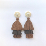ビーズ刺繍3段タッセルイヤリング