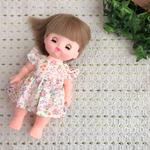 8.メルちゃんの服 花柄フリル袖ワンピース