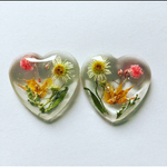 押し花レジンクリアハート イヤリングorピアス