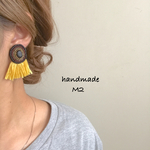 再販42♡マスタードカラー♡ビーズ刺繍のフリンジピアス