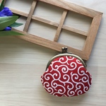 和柄＊がま口財布・小《唐草模様・赤》