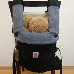 ☆エルゴアダプト☆エルゴ360☆Ｗガーゼ ☆デニム風ストライプ×ブラック☆よだれカバー&首回りカバー☆