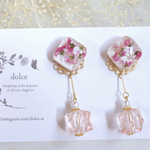 かわいい♡ゆらゆらピンクの押し花ピアス