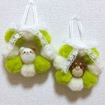 動物選べる♪ポンポンリース(グリーン)☆羊毛フェルト