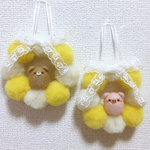 動物選べる♪ポンポンリース(イエロー)☆羊毛フェルト