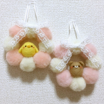 動物選べる♪ポンポンリース(ピンク)☆羊毛フェルト