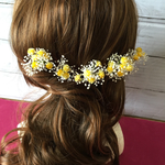 プリザーブドフラワーかすみ草○黄色の可愛いコロンとしたヘッドドレス6点セット