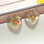 【8/25までのSALE】クリアフラワーハート♡ピアス（レッド&ブルー）