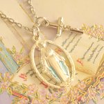 無原罪の聖母メダイとクロスのネックレス(Blue)