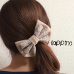 ダブルリボン　ヘアゴムorバレッタ　ヘリンボーン　2カラー