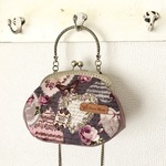 【30%オフSALE】2way がま口ポシェット コラージュパープル