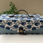 「K様オーダー品」カルトナージュのミニ金庫　/　リバティ　ローズマリー　ブルー