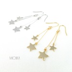 ふたつ星のロングピアス・イヤリング(ゴールド/シルバー)