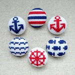 選べる♪フレンチマリンな刺繍ボタン 3つセット