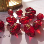 *♥*Vintage Bohemian Glass Egyptian Wadjet Eye Beads 7pcs*♥* 
