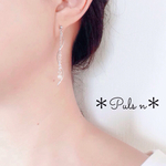 ＊wave silver stick + Czech glas pearl＊ゆらゆら＊チタンポストピアス＊樹脂ノンホールピアス❤︎