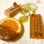 *限定*チョコスライスオレンジとレッドカラントチョコ(カフェオレ)のバッグチャーム*ハート*15cm*