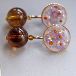 パープルとオレンジのまあるいピアス