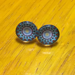 北欧水色と赤の花ピアス