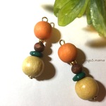 300円☆中ぶりウッドビーズ(ピンク×ベージュ)☆ピアス/イヤリング