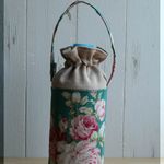 ペットボトルホルダー　保温保冷　薔薇ブルーグリーン