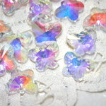 12mm×15mm　バタフライ　ガラスチャーム（オーロラ）　15個