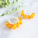 送料無料SVF*天然琥珀Baltic Amber wrapped pierced earring/earring