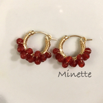 情熱の赤♡K14gfレッドアゲート盛りってますフープピアス