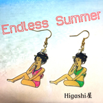 【送料無料】和 大江戸海水浴ピアス【緑✖️ピンク】
