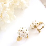happy earring 18 * チェコビーズのあじさいイヤリング * white×gold *浴衣*夏*アクセサリー