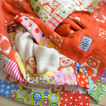 【受注生産】* ラプセニ *　70cm×100cm　パッチワークとパンダ6重ガーゼのガーゼケット　タオルケット　ベビーおくるみ　ひざ掛け