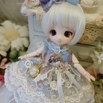 *～ブルーグレイ＊ローズ～* ミニスウィーツドール*オビツ11*ドレスset