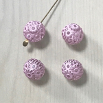VINTAGE PINK CLEAR FLORAL FLOWER ROUND ACRYLIC BEADS