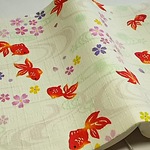 ブックカバー【文庫本サイズ】金魚と桜☆ホワイト