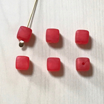 VINTAGE MATTE RED CUBE SQUARE ACRYLIC SPACER BEADS