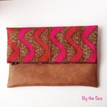 African Fabric×Vegan Leather 2つ折り　クラッチバッグ