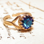 a様ご予約品【FT】ヴィンテージガラスリング（ヘリオトロープ×ローズゴールド）