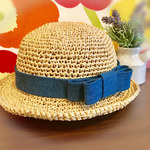 子供用☆デニムリボン 麦わら帽子☆