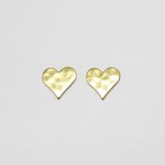 【送料84円】ハート２枚：真鍮（ブラス）パーツ　ハンマーテクスチャー　Hammer-Texture/Star(Brass)　ピアス金具選択