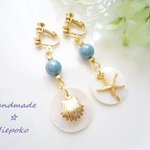 ☆SUMMER☆BREEZE☆ブルー☆イヤリング（ピアス）☆