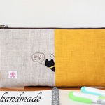 刺繍＊猫ちゃんペンケース（イエロー）