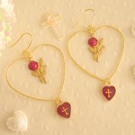 ♡薔薇のハートフープピアス♡（Rose rouge ）