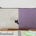 刺繍＊猫ちゃんペンケース（パープル）