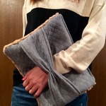 【ファルファッレ】グレー×ふわもこボアクラッチバッグ