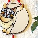 【注文制作品】 ちょっと見ラー(猫)～ステンドグラスの吊り飾り